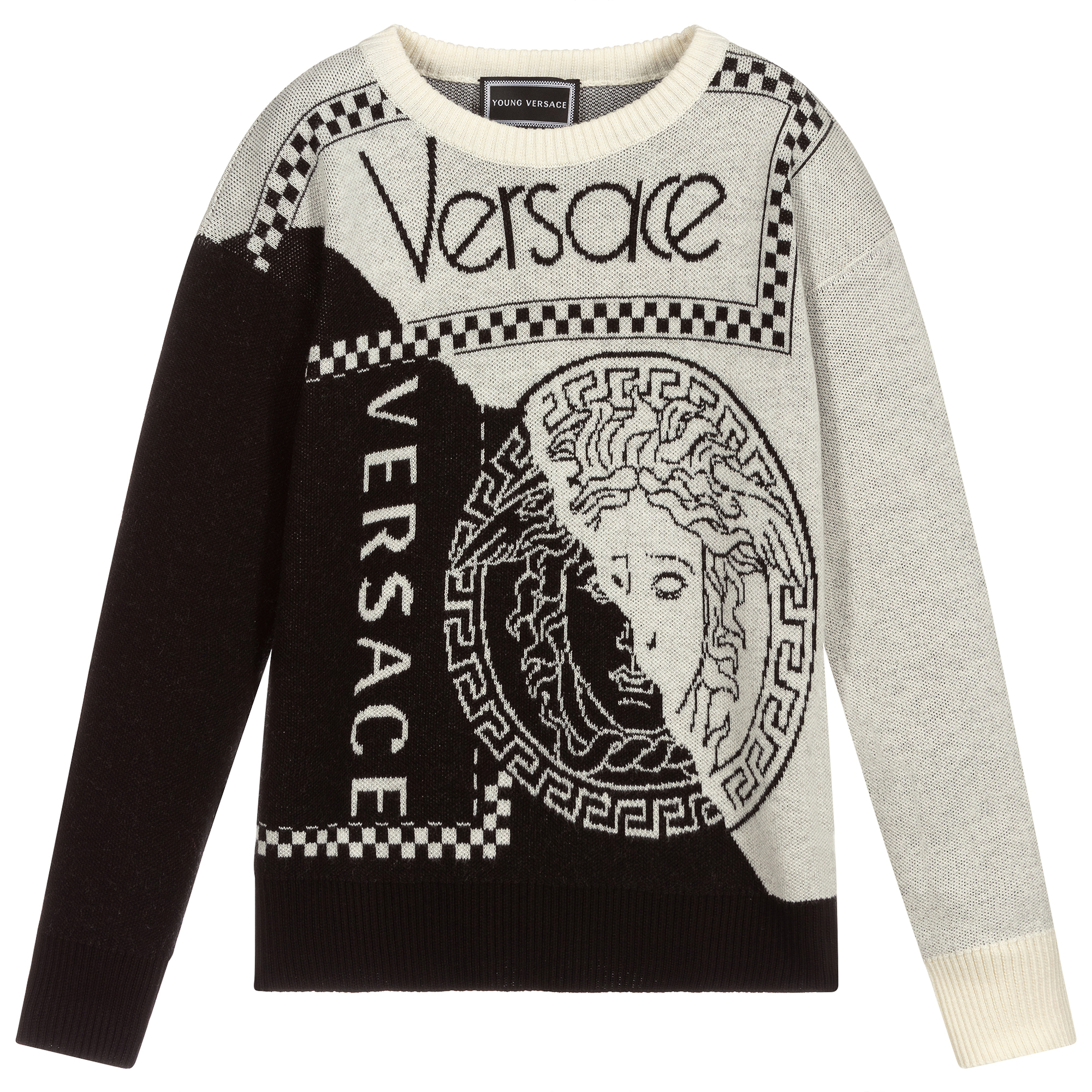 Umed entuziast african  Versace - Black & Ivory Medusa Sweater | Childrensalon Outlet
