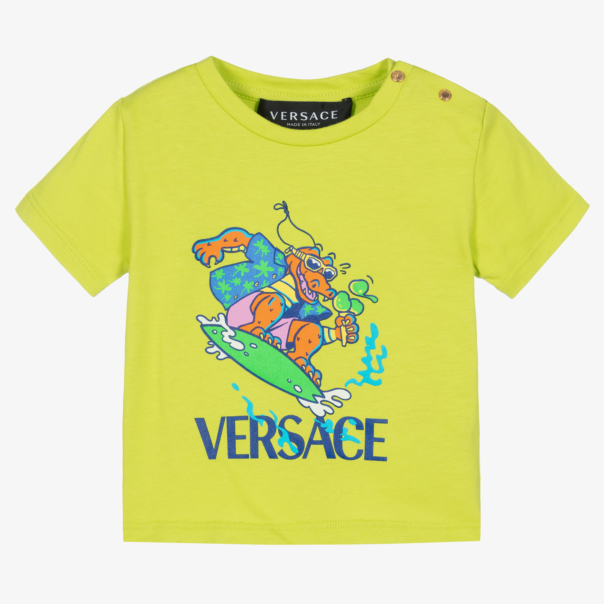 Versace Boys Green Crocodile Logo T-Shirt Childrensalon Outlet