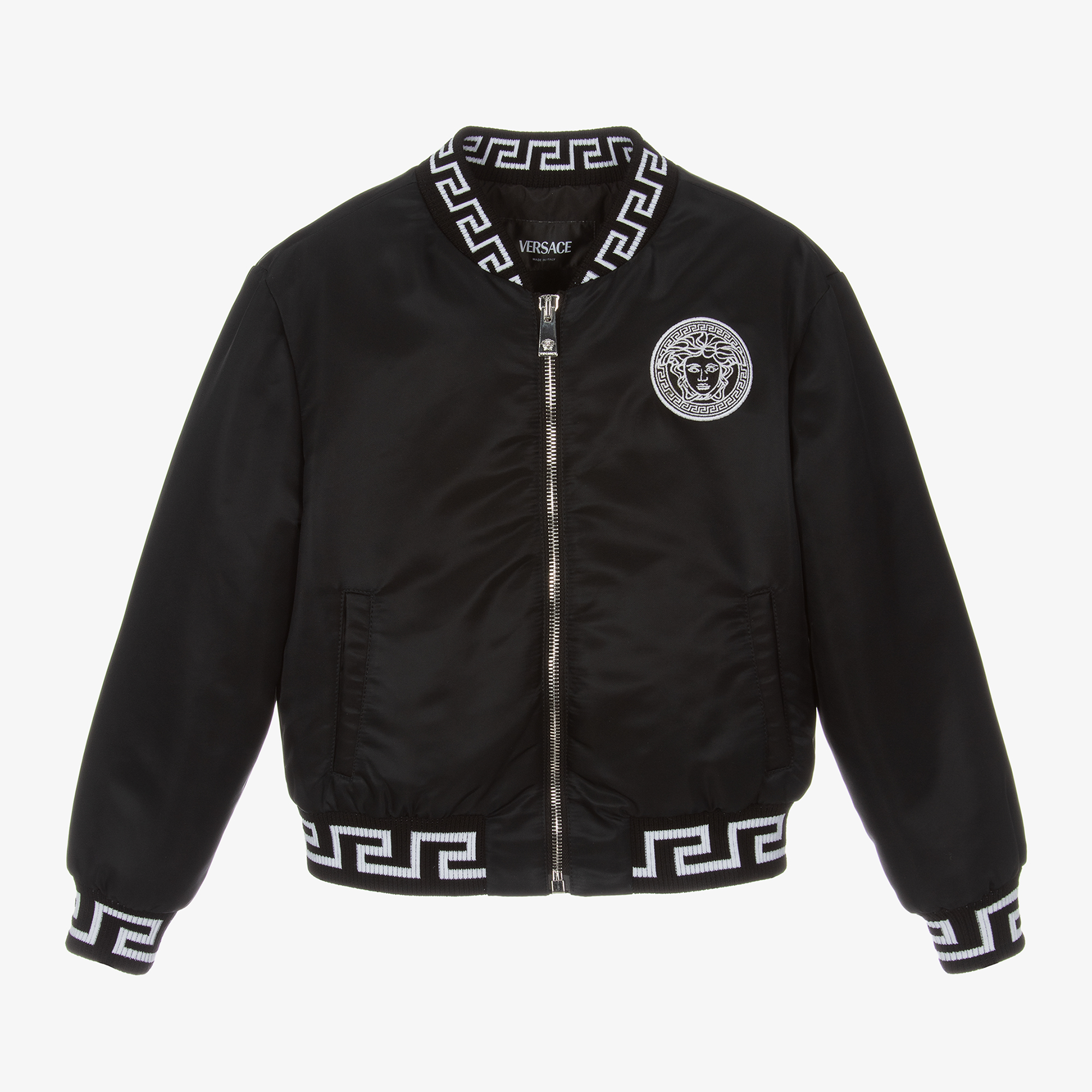 Versace - Boys Satin Greca Trim Jacket | Childrensalon Outlet