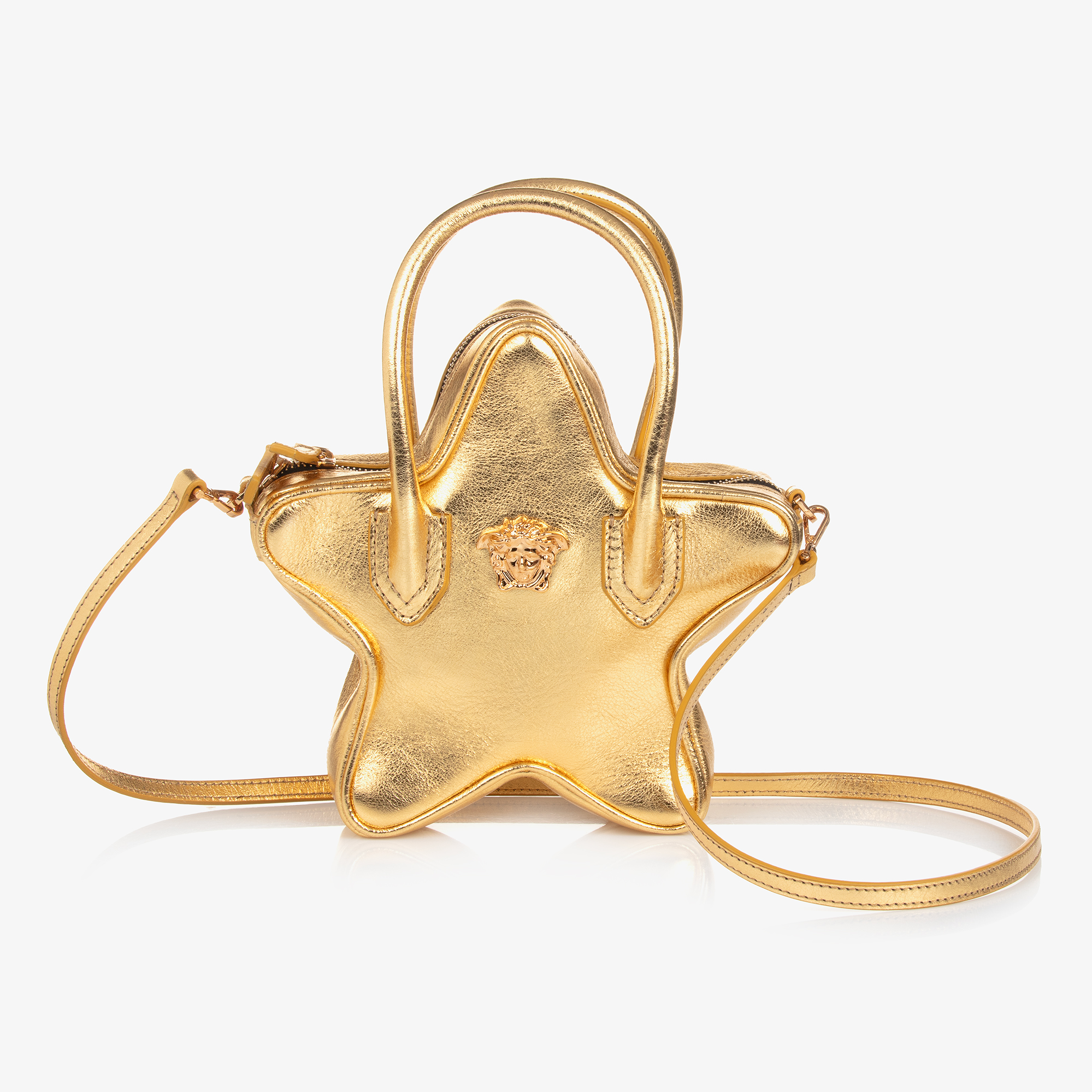 Versace Girls Gold Star Medusa Leather Handbag 20cm Childrensalon Outlet