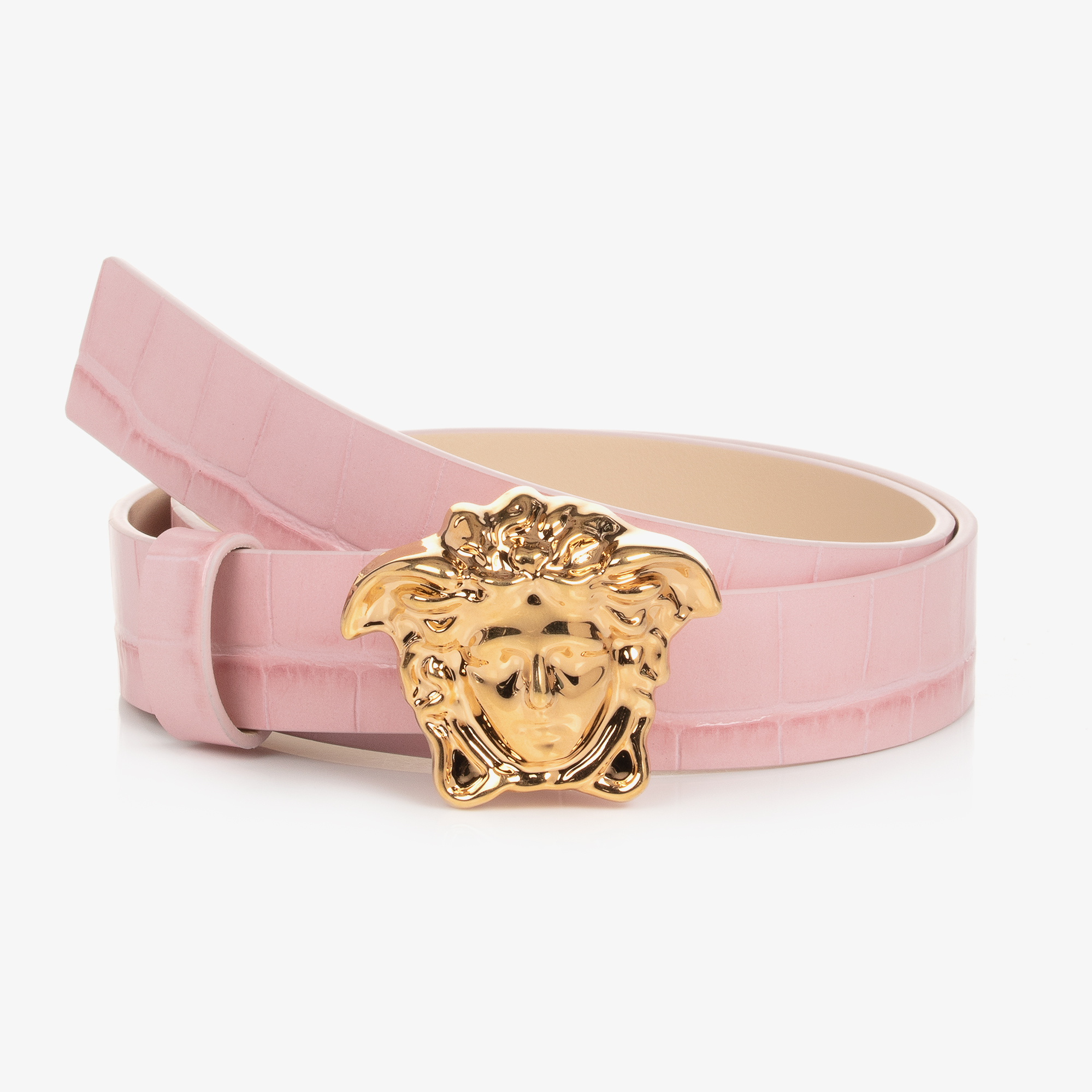 Versace Girls Light Pink Leather Medusa Belt