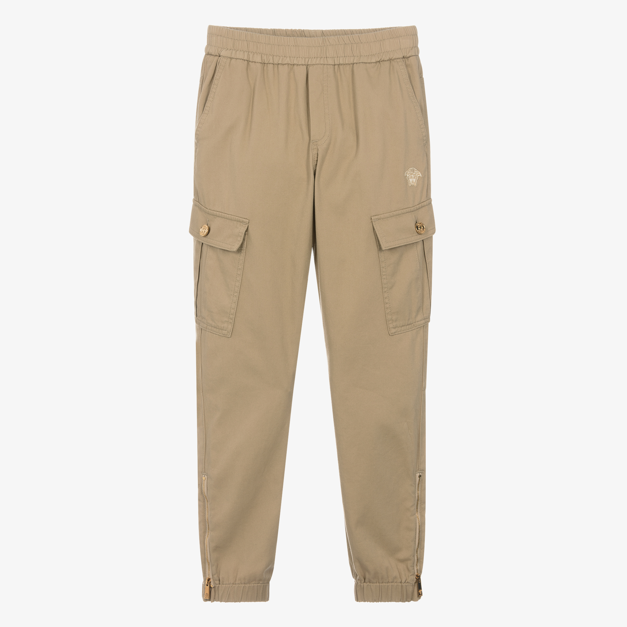 TW CARGO PANTS ベージュ versace-teen-boys-beige-cotton