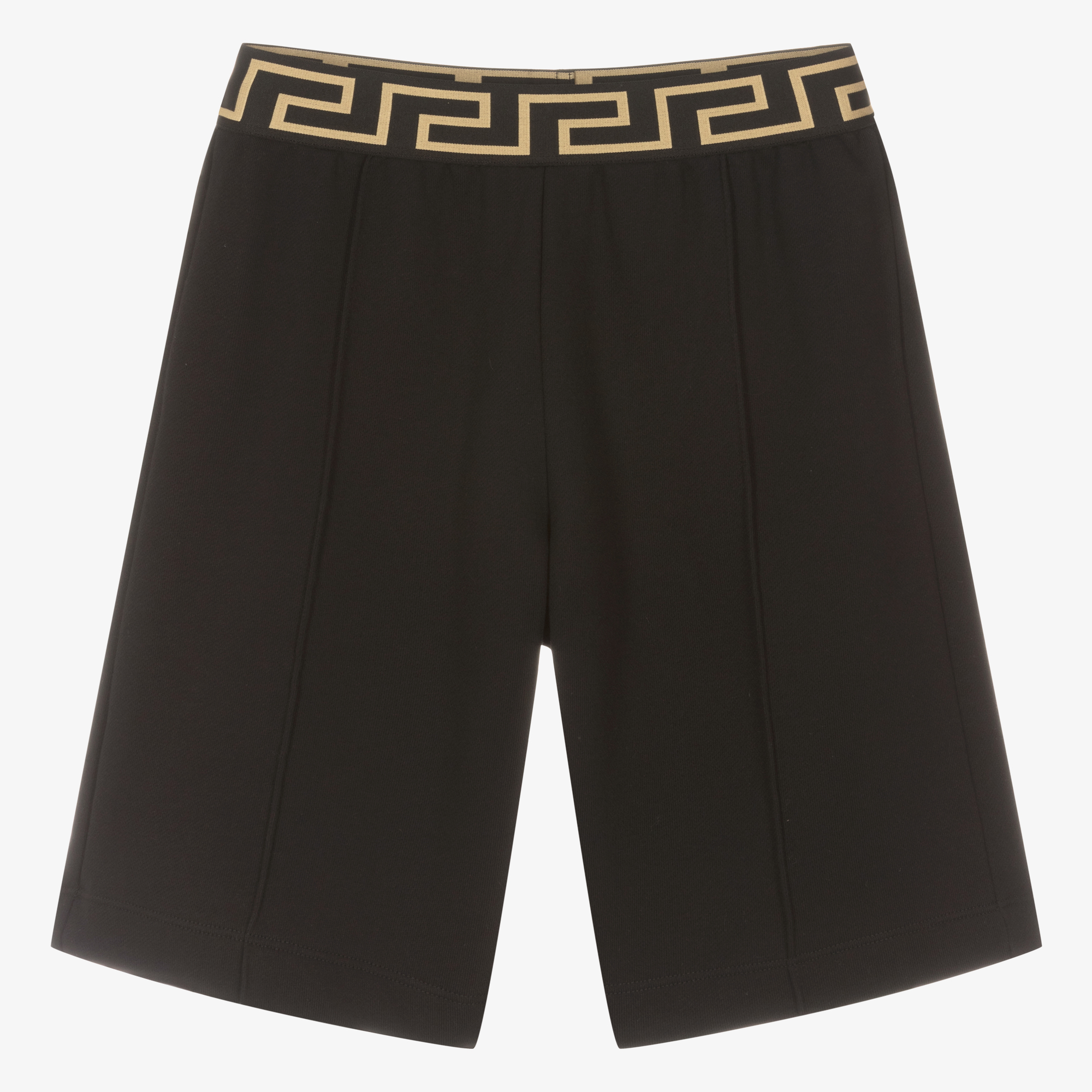 Versace Teen Boys Black Cotton Greca Shorts Childrensalon Outlet