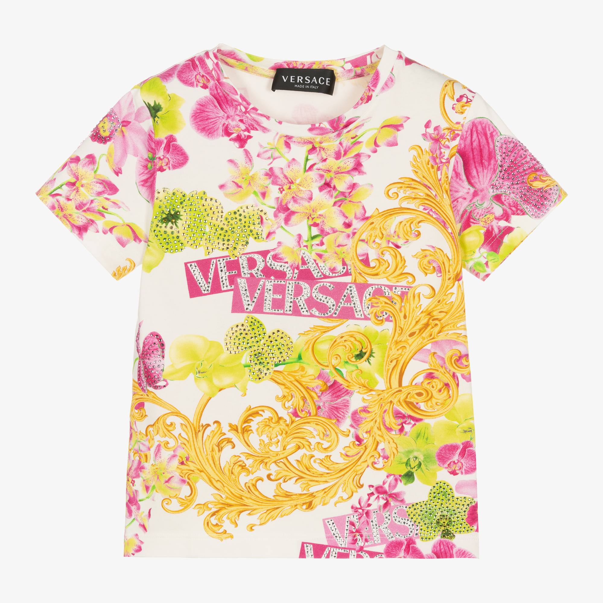 VERSACE Tシャツ コーラル シアター ポストカード sz S NEW $650 VERSACE Mens Black Cotton RED HEART RUNWAY