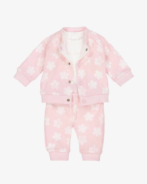 MARC JACOBS-Baby Girls Reversible Pink & White Cotton Trouser Set | Childrensalon Outlet