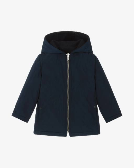 Patachou-Boys Navy Blue Reversible Hooded Jacket | Childrensalon Outlet