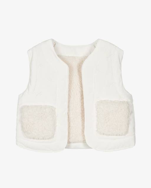 Chloé-Girls Ivory Reversible Sherpa Gilet with Embroidered Logos | Childrensalon Outlet