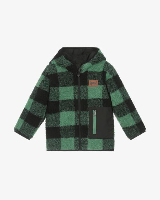 Deux par Deux-Boys Green & Black Reversible Jacket | Childrensalon Outlet