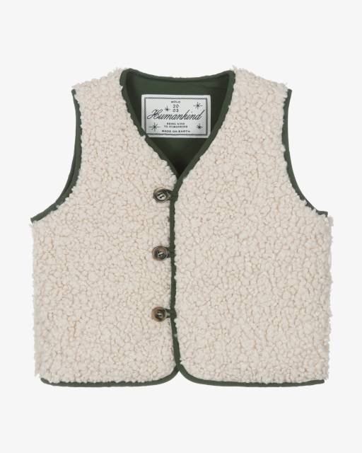 Molo-Girls Green Quilted & Ivory Fleece Reversible Gilet | Childrensalon Outlet