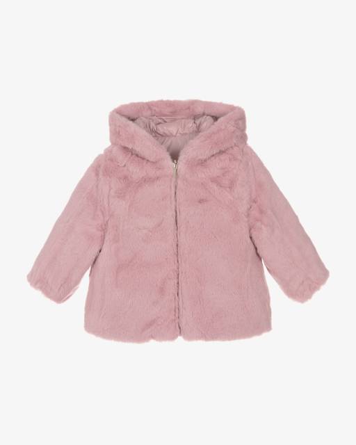 Mayoral-Girls Pink Puffer & Faux Fur Reversible Jacket | Childrensalon Outlet