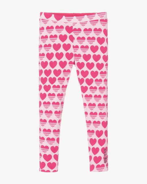 Guess-Леггинсы с розовым оттенком и сердечками для девочек двухсторонние | Childrensalon Outlet