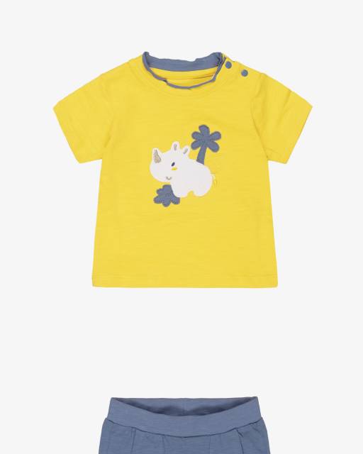 iDO Mini-Baby Boys Yellow & Blue Animal Print Shorts Set (2 Pack) | Childrensalon Outlet