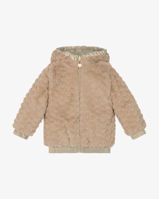 Le Chic-Girls Gold Reversible Hooded Faux Fur Puffer Jacket | Childrensalon Outlet