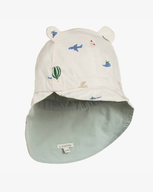 Liewood-Boys Beige & Aqua Reversible Cotton Cap | Childrensalon Outlet
