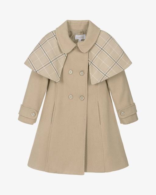 Patachou-Girls Beige Coat with Reversible Cape | Childrensalon Outlet
