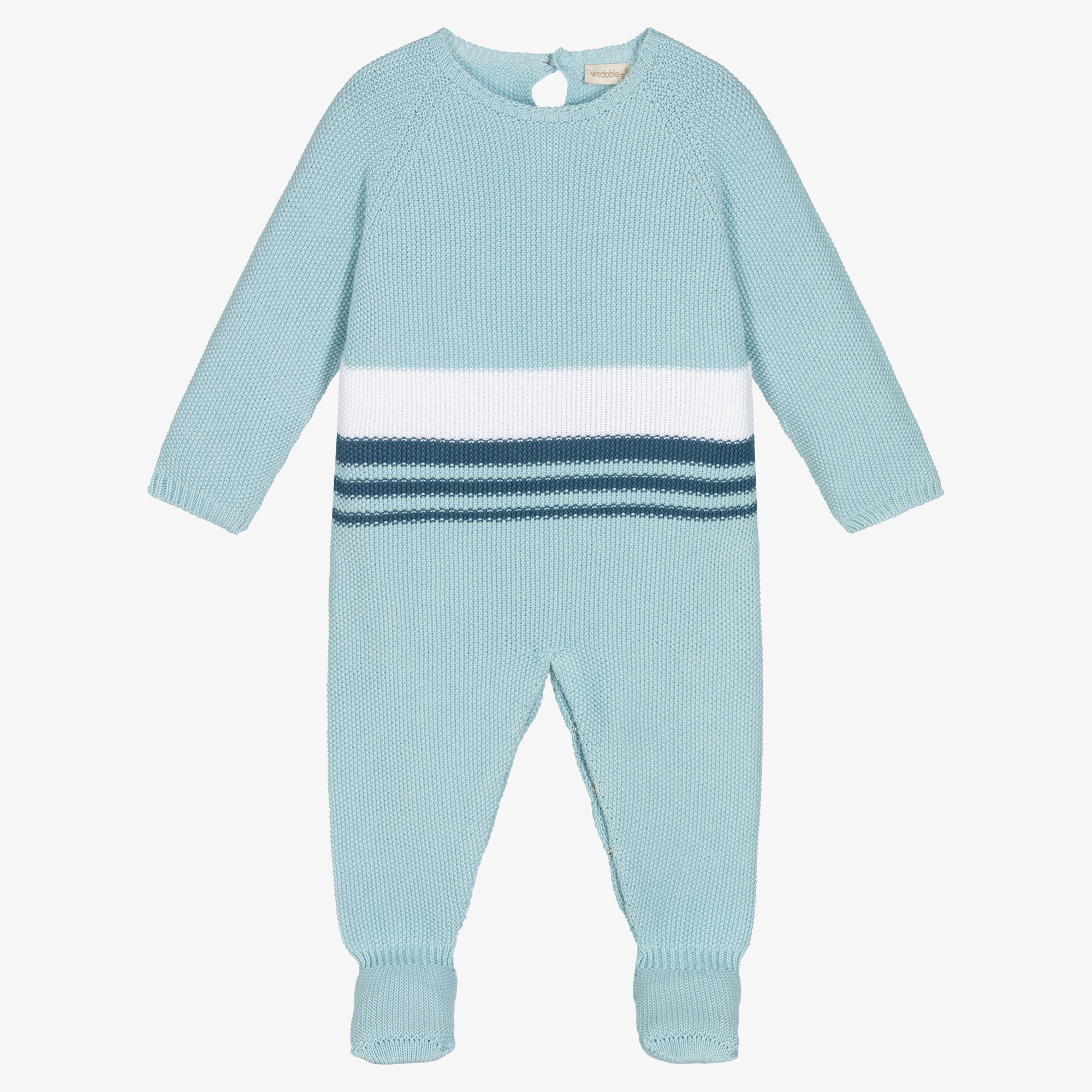 Wedoble Boys Blue Cotton Knit Babygrow Childrensalon Outlet