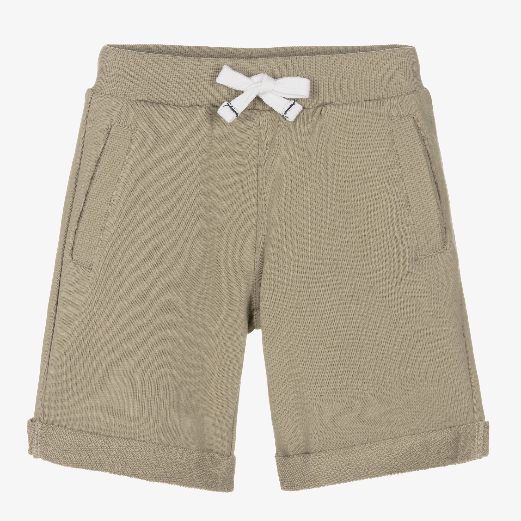 Week-end à la mer Boys Khaki Green Cotton Shorts Childrensalon