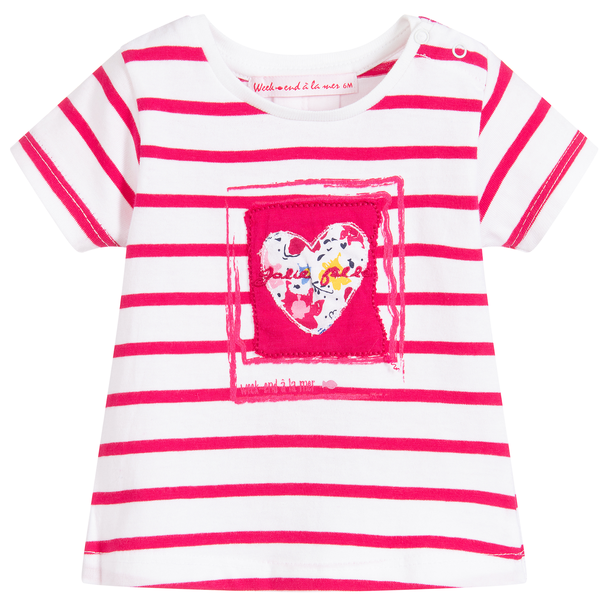 Günstiger Versandfachhandel! Week-end à la mer White & Pink T-Shirt | - Childrensalon Striped Outlet