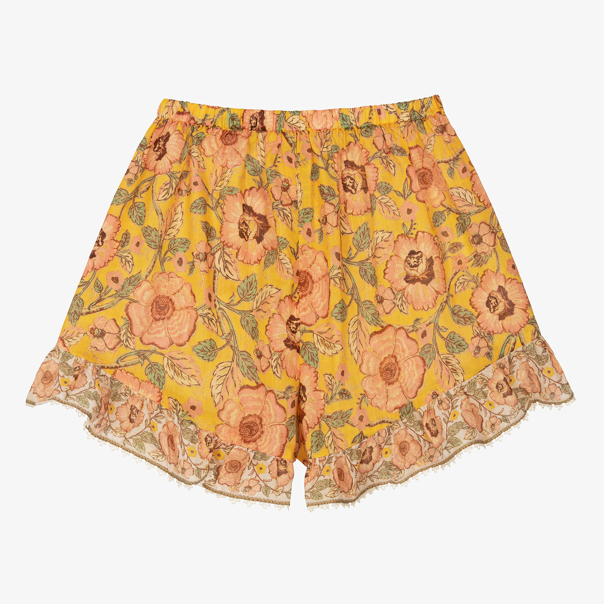 Zimmermann - Teen Girls Yellow Floral Cotton Shorts